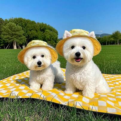 1pc Pet Cat Dog Summer Beach Sun Hat, UV Protection Comfortable Pet Headwear, Adjustable For Small/Medium Dogs, Suitable For Hiking, Beach And Camping (Adjuster Color Random)