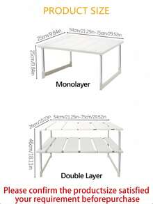 1 pieza Organizador expandible para debajo del fregadero, Estantería multifuncional de 2 niveles para ollas, Estantería de almacenamiento para gabinete de cocina, Accesorios organizadores para el baño - Blanco - Ver 2