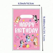 Bluey 1套/30个蓝色小狗派对礼品袋卡通宾果糖果包装袋奖杯袋生日装饰用品，派对生日布鲁伊主题装饰，完美节日装饰，精致装饰小礼物（款式随机） - 彩色 - 查看 5