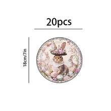 10个/20个/30个/60个装复古复活节兔子派对用品，适用于7英寸和9英寸复活节纸盘以及9盎司纸杯，一次性兔子甜点盘，复古兔子彩蛋餐具装饰，适合作为节日派对礼物 - A款 - 查看 14