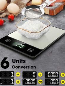 10kg/22lb Digital Food Scale - 1g/0.04oz Precise Graduation Kitchen Scale, Suitable For Baking And Cooking, Stainless Steel Material, Tare Function. Requires 2 AAA Batteries (Not Included). - Multicolor - View 19