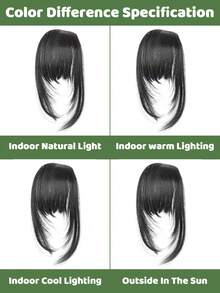 Synthetic Hair Clip-In Bangs Cut Wispy Fringe With Sideburns Dark Brown Natural Look For Women Daily Party Wear - Multicolor - View 11