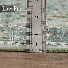 Vintage  Runner Rug Floral Pattern Rug Washable Area Rug Soft Area Rug For Bedroom Stain Resistant Rugs With Non Slip Backing Low Pile Rug For Kitchen Bathroom - Green - View 7