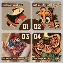 500/1000pcs Custom Photo Puzzles | Personalized Family And Pet Portraits, Fun Cartoon Art, Ideal For Christmas And Valentine'S Day Gifts, Light Brown Fiberboard, Portable For Beginners - Vertical Design - View 5