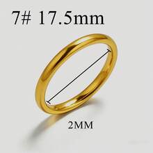 1枚素面不锈钢戒指，2毫米宽，不褪色，可水洗，经典情侣戒指，简约优雅男女通用戒指 - 金色 - 查看 11