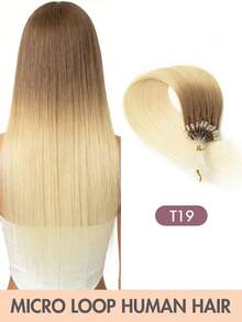 Micro Loop Human Hair Extensions, Silky Soft Hair With Voluminous Ends, Highlight Color Micro Bead Invisible Micro Loop Real Human Hair For Women - 彩色 - 查看 12