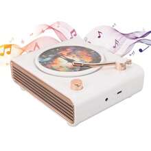 Zunate Altavoz Bluetooth Retro Portátil Estilo Tocadiscos de Vinilo Vintage con Luz Colorida Rosa - blanco - Ver 1