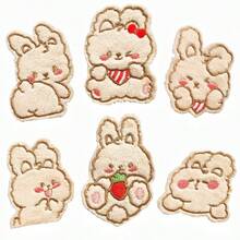Rabbit Self-Adhesive No-Sew Patch, Fashion Decorative Fabric Sticker For Clothes, Down Jackets, Backpacks, Embroidered Hole Repair - As Photo - View 1
