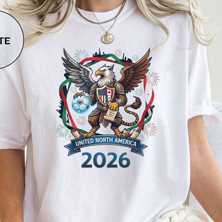 2026 North America Soccer Shirt _ Vintage Griffin Football Tee _ USA Canada Mexico Gift - 白色 - 查看 1
