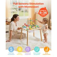 Montessori Activity Table For Toddler 1-3 Years Old, 13 In 1 Wooden Learn Activity Desk, Baby Play Table For Boys & Girls Aged 6+ Months, Great Birthday, Christmas, Children's Day Present - 13 trong 1 - Xem 2
