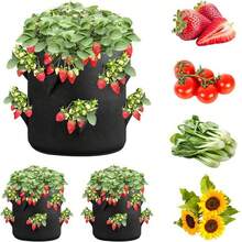 1个户外花园蔬菜水果种植袋，毛毡种植袋，无纺布毛毡种植盆，无纺布袋，黑色育苗种植袋（多种尺寸） - 彩色 - 查看 1