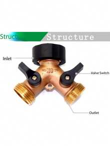 Brass Dual Flow Faucet, 1:2 Valve Splitter Connector - Gardening Watering Tool - Multiple Styles - View 8