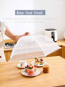Aesthetic Foldable Food Cover With Tight Netting To Block Flies Elegant Pop-Up Food Tent Mesh Net For Outdoor Lovers Portable Food Protector Perfect For Camping Kitchen Essentials Wedding Party Supplies Home Household Items Kitchen Items Camping Apartment Essentials Hogar Charcuterie Supplies - 彩色 - 查看 2