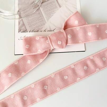 2码植绒波点缎带，包边缎带，适用于花束装饰、礼品包装、派对装饰、花卉设计、礼品丝带，质地光滑，可用于活动装饰、花卉丝带、婚礼、情人节礼物、礼品包装丝带、手工配饰丝带、蝴蝶结丝带、优雅丝带、派对回礼丝带、装饰丝带等。