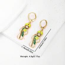 一对18K镀金铜质圣母玛利亚天使吊坠耳环，奢华简约小众珠宝设计 - 金色 - 查看 8