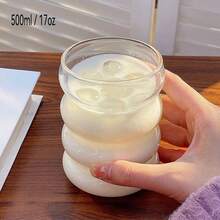 1/2/4个装,350毫升和500毫升玻璃杯,高硼硅玻璃材质,可重复使用,适用于咖啡、抹茶、冷热饮、果汁、牛奶、冰咖啡等,适合春夏两季,是返校、生日、节日送礼佳品。 - 彩色 - 查看 8