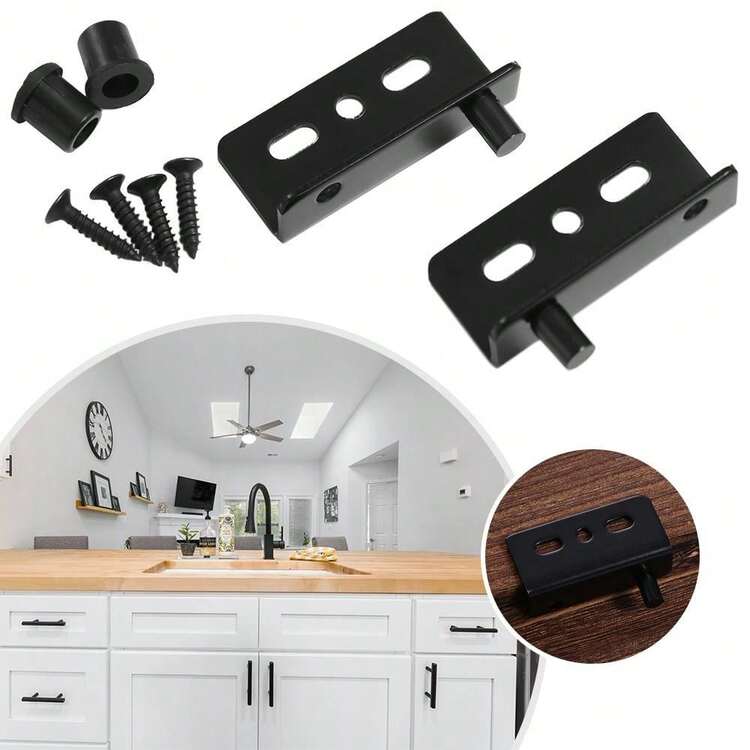 2Pcs/Set CT Corner Codes Stainless Steel Concealed Upper Lower Hinge Clips Black/Silver Multifunction Furniture Hinge Hardware - Multicolor - View 6