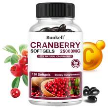 Bunkell Cranberry Softgels 25000MG, With Vitamin C - Supports Immune, Skin, Heart & Bone Health - 120 Softgels - 1瓶 - 查看 7