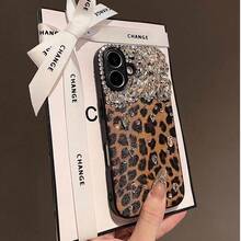 Cheetah, Leopard Print Luxury Leopard Print Rhinestone Studded Phone Case, Compatible With Iphone 17 Pro Max, 17 Pro, 17, 16 Pro Max, 16 Pro, 16, 15 Pro Max, 15 Pro, 15, 14 Pro Max, 14 Pro, 14, New 13 Pro Max, 13 Pro, 13, Exquisite Leather Bling Phone Case - Brown - View 3