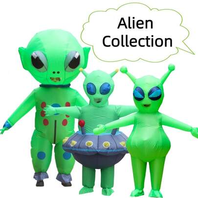 2026 New Flying Saucer Alien Festival Performance Costume Props, Cute Tentacles, Big Head, Multiple Styling Alien Costume, Party Inflatable Suit, Adult Unisex Costume