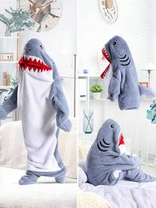 Sleeping bag (Shark) Túi ngủ hình cá mập hoạt hình, bộ đồ ngủ bằng vải flannel, kiểu dáng hiện đại, chất liệu polyester mềm mại, có thể giặt máy, đồ mặc nhà, kiểu áo choàng tắm, vải dệt kim, 250g/㎡ - Nhiều màu - Xem 8