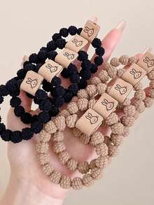 10pcs Stretchy Cute Rabbit Design Hair Ties, Versatile Daily Use, Great Mother's Day Gift - Multicolor - View 8