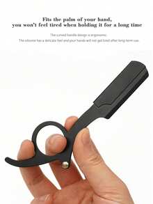 1 Black Scraper+10 Blades;Unisex Folding Travel Straight Edge Razor Set With Ultra-Thin Stainless Steel Double-Sided Blades, Suitable For Home And Salon Beauty Use - Knife Holder - View 5