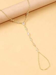 1件装奢华金色水钻多层手指手链，简约百搭精致首饰，女士礼物 - 金色 - 查看 6