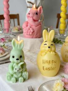 1pc Easter Rabbit Candle Mold Set Exquisite Design For DIY Handmade Soap Candle Gypsum Craft Holiday Gift Silicone Mold Easter Valentine's Day Christmas Wedding - A - View 4
