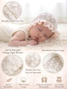 1pc 0-6 Months/6-12 Months Spring/Autumn Lightweight Baby Hat, Summer Lace Princess Bucket Hat For Newborn Infant Toddler Girls, Adjustable Lace Hollow Sun Hat, Suitable For Baby Birthday - 1PC - View 4