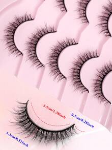 ENCHUW 5 par 3D lösögonfransar naturliga ögonfransar korta lösögonfransar paket återanvändbara lösögonfransar mjuka spetsiga ögonfransar fluffiga ögonfransar - Svart - Visa 2