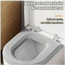 1pc All-Season Washable Toilet Seat Cover With Handle, Thick Adhesive Soft Molded Design Toilet Seat Cushion, Waterproof Cartoon Toilet Seat Pad, Suitable For All Seasons - Multicolor - View 2