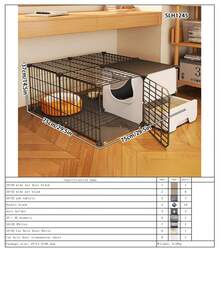 Cat Litter Box With Drawer, Large Space Indoor Pet Cage, Kitten Villa - Multicolor - View 14