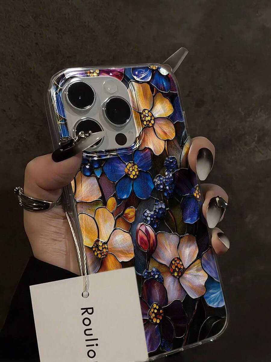 Ốp điện thoại họa tiết hoa kính màu cổ điển, thiết kế nghệ thuật thanh lịch độc đáo, phù hợp với 16/15/14/13 Pro Max, ốp bảo vệ chống rơi cho iPhone 17/17 Pro/17 Pro Max