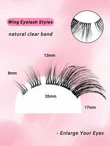 5对猫眼假睫毛，自然交叉款式，透明睫毛梗，打造自然纤长睫毛效果 - 黑色 - 查看 5