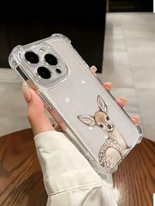 1pc TPU Material Cute Lying Deer Pattern Transparent Phone Case, Suitable For IPhone 17/17 Pro/17 Pro Max/17 Air/16/16 Pro Max/15/14/13/12/11 - Clear - View 5