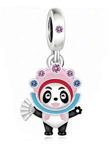 1 buah Liontin Gantung Panda Gaya Opera Perak Sterling 925, Aksesori Budaya Cina DIY, Hadiah, Unisex - Perak - View 2