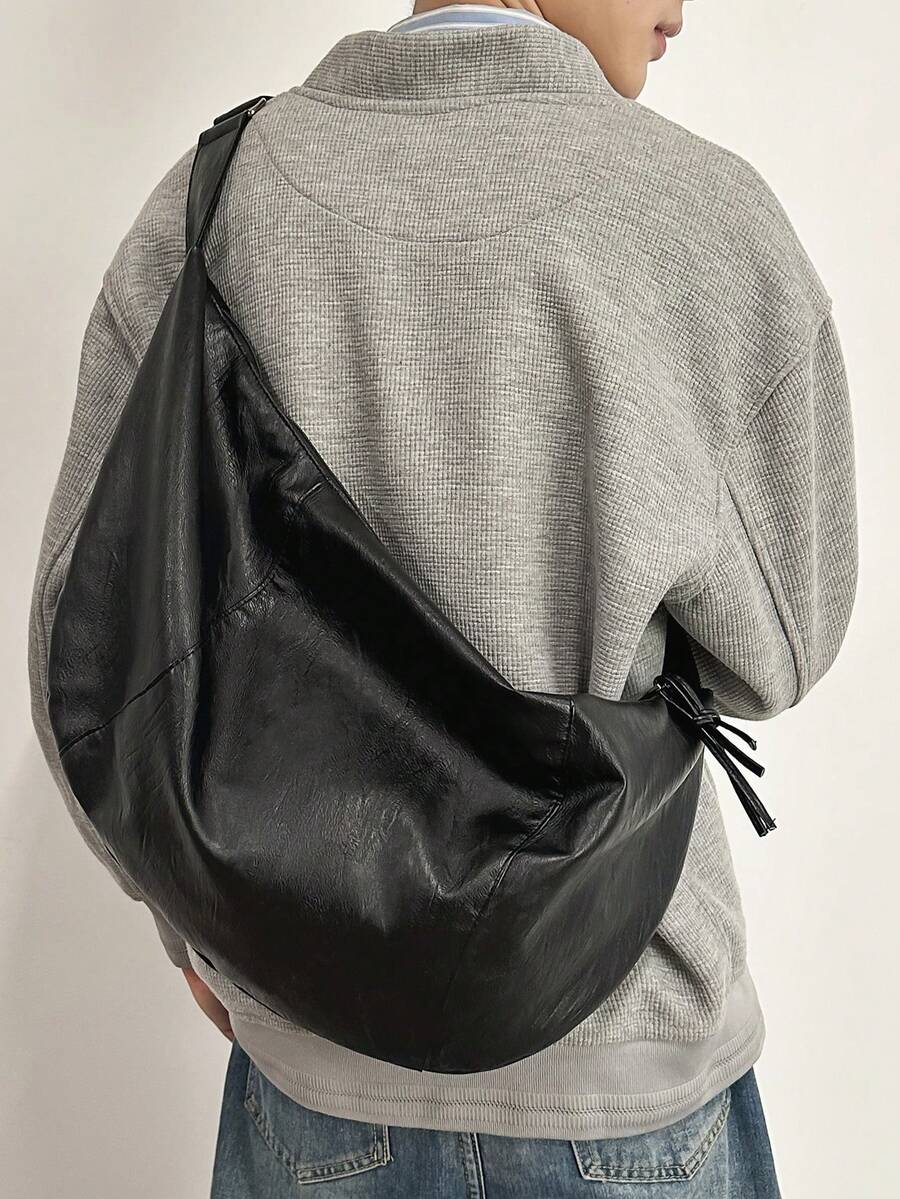 peach tree 可调节肩带手提包，拉链封口单肩包，男女通用休闲纯色斜挎包，大容量邮差包，送给年轻人的圣诞礼物