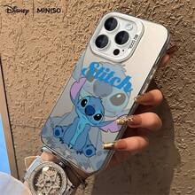 迪士尼《星际宝贝》双面史迪奇设计手机壳，适用于 iPhone 17/17 Pro/17 Pro Max/17 Air/16/15/14/13/12/11/X 系列，iPhone 17 Pro Max 手机壳，iPhone 17 Pro 手机壳，iPhone 17 手机壳，圣诞礼物，女朋友 - 黑色 - 查看 2