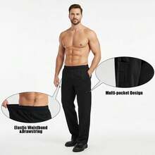 Limited Special Men's Chef Pants - Elastic Waist Cook Pants Kitchen & Restaurant SCWP - trắng - Xem 2