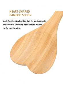 Bộ 1/3 muỗng tre hình trái tim, muỗng nấu ăn thiết kế hình trái tim bằng tre, quà tặng Ngày của Mẹ/Lễ Tạ ơn. - Màu Mù tạt vàng - Xem 4