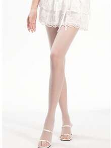 女士连裤袜，防勾丝，性感黑色，透明，肤色，显腿细，春夏无痕紧身裤 - 杏色 - 查看 2