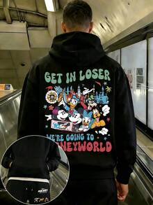 Conjunto de sudadera y pantalón de chándal de hombre con estampado de Mickey Mouse de Disney y letra EST. 2015. Ropa deportiva, conjunto de sudadera y pantalón de chándal cómodo de hombre, el mejor regalo para hombres. - Negro - Ver 1