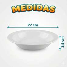 Set Of 10 Round Plastic Deep Plates For Meals - White - View 4