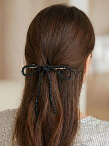 1件女士时尚优雅金/银/黑水晶蝴蝶结发夹，适合日常、节日、派对、婚礼、舞会等场合佩戴 - 彩色 - 查看 6