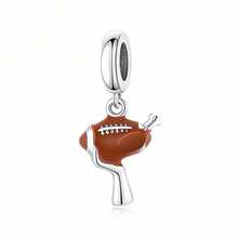 1pc 925 Sterling Silver Football Pendant, Unisex Sports Jewelry DIY Gift - Silver - View 2