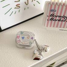 1pc Heart-Shaped Sticker Candy Earphone Protective Case, Suitable For Airpods 4th Gen, Multi-Model, Colorful Heart Element Earphone Protective Shell, Wavy Electroplated Colorful Heart Bluetooth Earphone Case, Silicone Earphone Cover, Earphone Accessories, Earphone Case - Silver - View 10