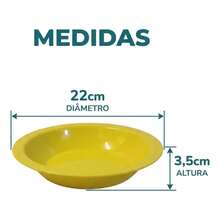 Set Of 10 Round Plastic Deep Plates For Meals - Yellow - View 4