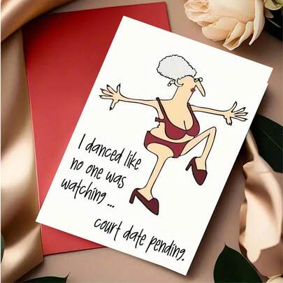 1 Piece Humorous Dance Themed Birthday Greeting Card With Envelope, Featuring Customizable Event Date Information, Made Of Paper Material, Suitable For General Recipients, Unique Adult Birthday Card For Friends And Colleagues