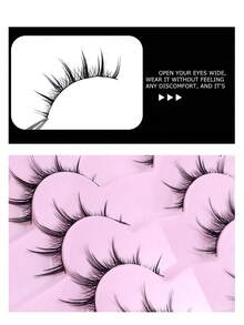 7 pares de pestañas postizas coreanas de punta puntiaguda y gruesas con diseños de dibujos animados, pestañas falsas naturalmente rizadas para ojos grandes de muñeca, pestañas postizas hechas a mano y cómodas - Ver 4
